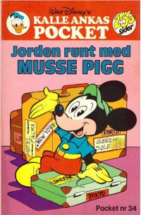 Kalle Ankas Pocket nr 34 Jorden runt med Musse Pigg (1980) 1:a upplagan (14.50)